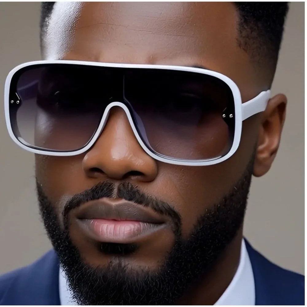 Men Sunglasses Black Gradient Lens White Frame Fancy Comfortable Outfit Designer